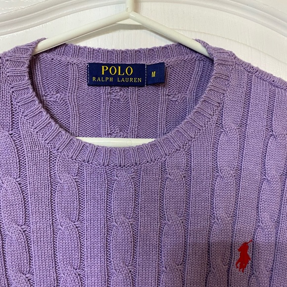 Polo Ralph Lauren lilac cable knit sweater size M, preloved excellent condition - Picture 3 of 6
